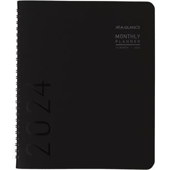 AT-A-GLANCE Contemporary Monthly Planner, 12 Month, 6-7/8&quot; x 8-3/4&quot;, Black Cover, Jan 2024 - Dec 2024