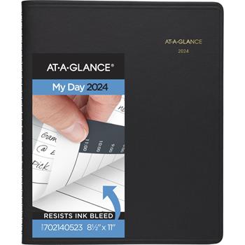 AT-A-GLANCE 24-Hour Daily Appointment Book, 8 1/2&quot; x 11&quot;, White, 2023