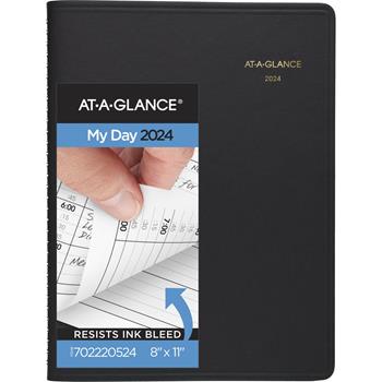 AT-A-GLANCE Two-Person Group Daily Appointment Book, 8 in x 10 7/8 in, Black, 2024