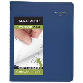 AT-A-GLANCE Fashion Color Monthly Planner, 14- Month Planner, 9 in x 11 in, 2024, Blue