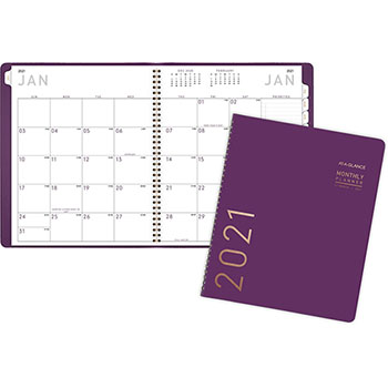 AT-A-GLANCE Contemporary Monthly Planner, 9 1/2&quot; x 11 1/8&quot;, Purple, 2021