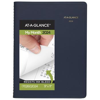 AT-A-GLANCE Monthly Planner, 9 in x 11 in, Navy, 2024