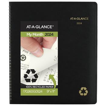 AT-A-GLANCE Recycled Monthly Planner, 9&quot; x 11&quot;, Black, 2023