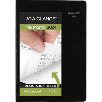 AT-A-GLANCE Recycled Monthly Planner, 13 Month, 7&quot; x 10&quot;, Black, Jan 2024 - Jan 2025