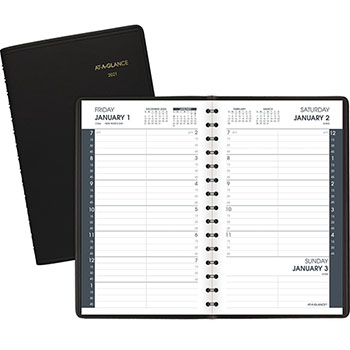 AT-A-GLANCE Daily Appointment Book with 15-Minute Appointments, 4 7/8&quot; x 8&quot;, Black, 2023