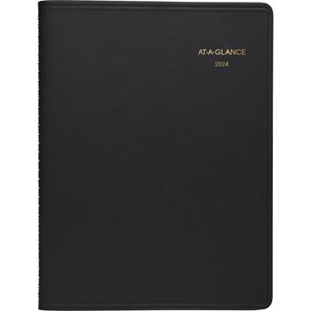 AT-A-GLANCE Weekly Planner Ruled For Open Scheduling, 12 Month, 6-3/4&quot; x 8-3/4&quot;, Black, Jan 2024 - Dec 2024