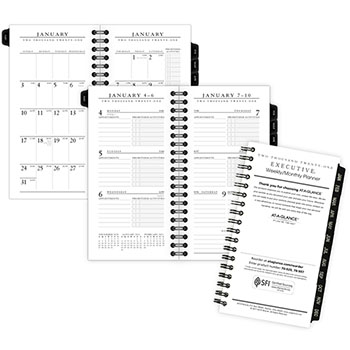 AT-A-GLANCE Executive Pocket Size Weekly/Monthly Planner Refill, 3 1/4&quot; x 6 1/4&quot;, White, 2022