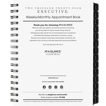 AT-A-GLANCE Executive Recycled Weekly/Monthly Planner Refill, 6 7/8 in x 83/4 in, 2024