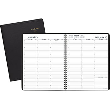 AT-A-GLANCE Weekly Appointment Book, 8 1/4&quot; x 10 7/8&quot;, Black, 2022