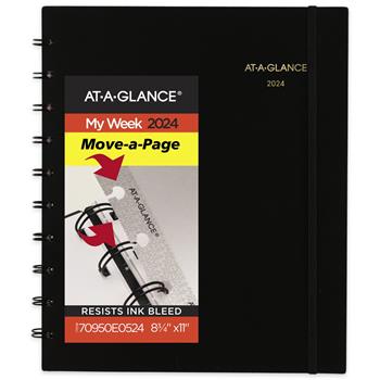 AT-A-GLANCE Move-A-Page Weekly/Monthly Appointment Book, 12 Month, 8-3/4&quot; x 11&quot;, White, Jan 2024 - Dec 2024
