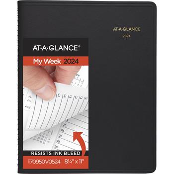 AT-A-GLANCE Triple View Weekly/Monthly Appointment Book, 8 1/2 x 11, Black, 2023