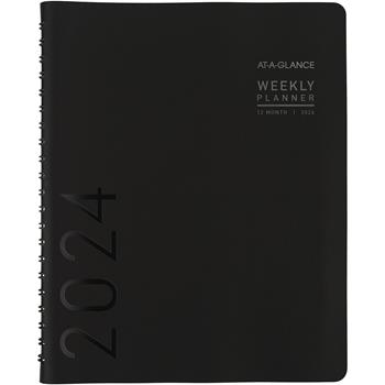 AT-A-GLANCE Contemporary Weekly/Monthly Planner, Column, 12 Month, 8-1/4&quot; x 10-7/8&quot;, Black Cover, Jan 2024 - Dec 2024