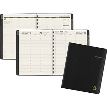 AT-A-GLANCE Recycled Weekly/Monthly Classic Appointment Book, 6 7/8&quot; x 8&quot;, Black, 2021
