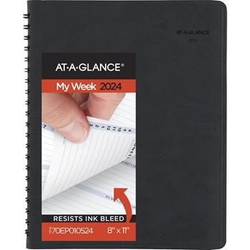 AT-A-GLANCE The Action Planner Weekly Appointment Book, 8 1/8 in x 10 7/8 in, Black, 2024