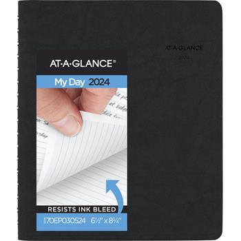 AT-A-GLANCE The Action Planner Daily Appointment Book, 6 7/8 in x 8 3/4 in, Black, 2024