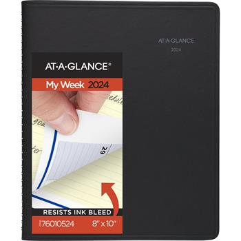 AT-A-GLANCE QuickNotes Weekly/Monthly Appointment Book, 8 in x 9 7/8 in, Black, 2024