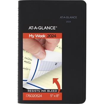 AT-A-GLANCE QuickNotes Weekly/Monthly Appointment Book, 4 7/8 in x 8 in, Black, 2024