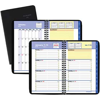 AT-A-GLANCE&#174; QuickNotes Weekly/Monthly Appointment Book, 3 3/4 x 6, Black, 2020