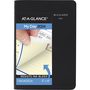 AT-A-GLANCE QuickNotes Daily/Monthly Appointment Book/Planner, 12 Month, 4-7/8&quot; x 8&quot;, Black, Jan 2024 - Dec 2024