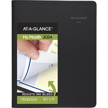 AT-A-GLANCE QuickNotes Monthly Planner, 8 1/4 in x 10 7/8 in, Black, 2024