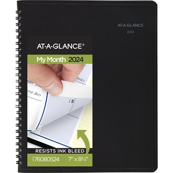 AT-A-GLANCE QuickNotes Monthly Planner, 6 7/8 in x 8 3/4 in, Black, 2024
