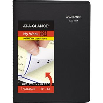 AT-A-GLANCE QuickNotes Weekly/Monthly Planner, 8 x 9-7/8, Black, 2023-2024