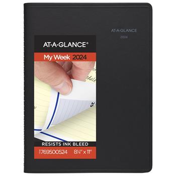 AT-A-GLANCE QuickNotes Weekly/Monthly Appointment Book, 8 1/4 in x 10 7/8 in, Black, 2024