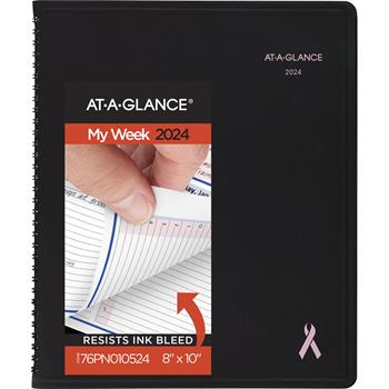 AT-A-GLANCE QuickNotes Weekly/Monthly Appointment Book, 8 in x 9 7/8 in, Black/Pink, 2024