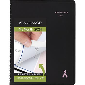 AT-A-GLANCE QuickNotes Special Edition Monthly Planner, 8 1/4 in x 10 7/8 in, Black/Pink, 2024