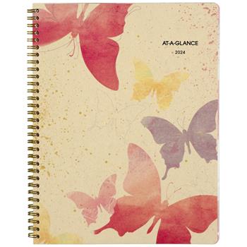 AT-A-GLANCE Watercolors Weekly/Monthly Planner, 8 1/2 in x 11 in, Watercolors, 2024