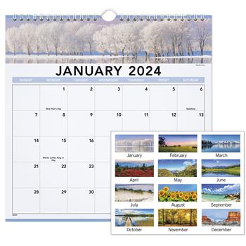 AT-A-GLANCE Monthly Wall Calendar, 12 Month, 12&quot; x 12&quot;, Landscape, Jan 2024 - Dec 2024