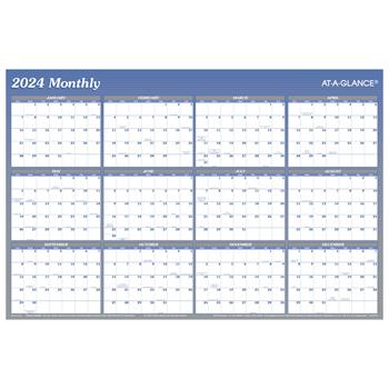 AT-A-GLANCE Vertical/Horizontal Erasable Wall Planner, 24 in x 36 in, 2024