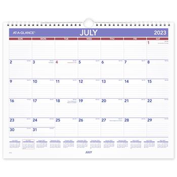 AT-A-GLANCE Academic Monthly Wall Calendar, 12 Months, July Start, 15&quot; x 12&quot;, Wirebound, 2023-2024