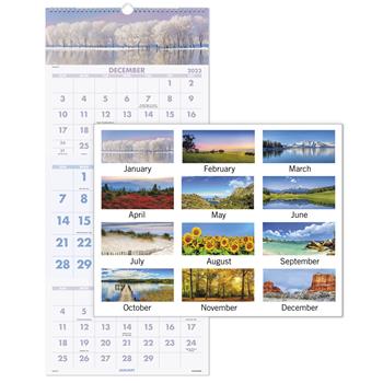 AT-A-GLANCE Scenic Three-Month Wall Calendar, 12 in x 27 in, 2024