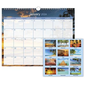 AT-A-GLANCE Tropical Escape Wall Calendar, 15 in x 12 in, 2024