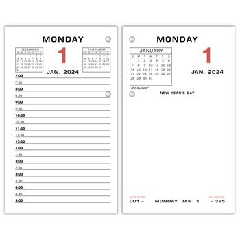 AT-A-GLANCE Two-Color Desk Calendar Refill, 3 1/2 in x 6 in, 2024
