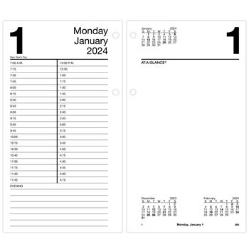 AT-A-GLANCE Large Desk Calendar Refill, 4 1/2 in x 8 in, White, 2024