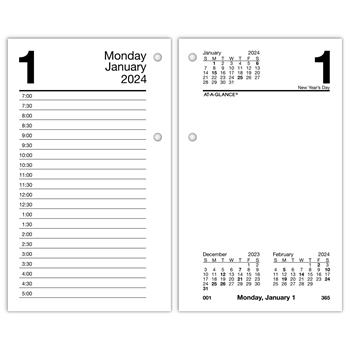 AT-A-GLANCE Desk Calendar Refill, 3 1/2 in x 6 in, White, 2024