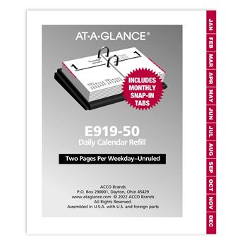 AT-A-GLANCE Compact Desk Calendar Refill, 3 in x 3 3/4 in, White, 2024