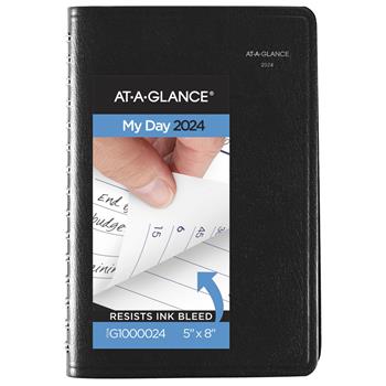 AT-A-GLANCE DayMinder Daily Appointment Book with15-Minute Appointments, 4 7/8&quot; x 8&quot;, Black, 2023