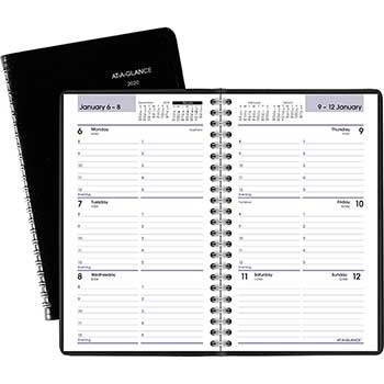 AT-A-GLANCE DayMinder Block Format Weekly Appointment Book, 4 7/8&quot; x 8&quot;, Black, 2023