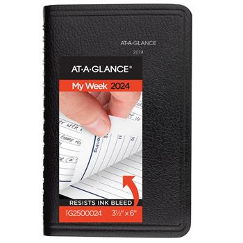AT-A-GLANCE DayMinder Weekly Pocket Appt. Book, Telephone/Address Section, 3 3/4 in x 6 in, Black, 2024
