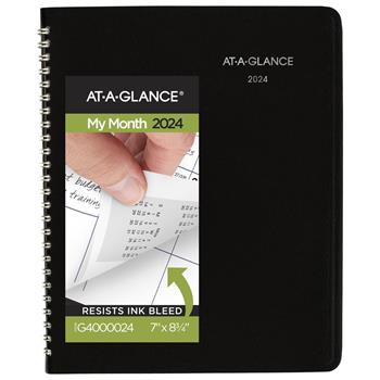 AT-A-GLANCE DayMinder Monthly Planner, 6 7/8 in x 8 3/4 in, Black, 2024