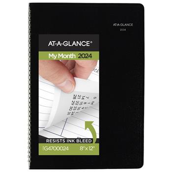 AT-A-GLANCE DayMinder Monthly Planner, 7 7/8 x 11 7/8, Black Cover, 2024