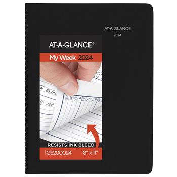 AT-A-GLANCE DayMinder Weekly Appointment Book, 8 in x 11 in, Black, 2024