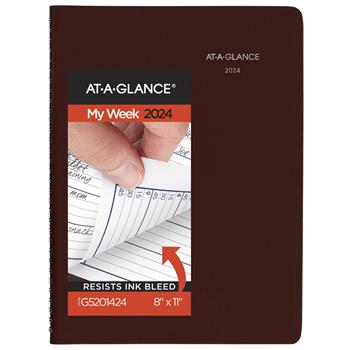 AT-A-GLANCE DayMinder Weekly Appointment Book, 8 in x 11 in, Burgundy, 2024