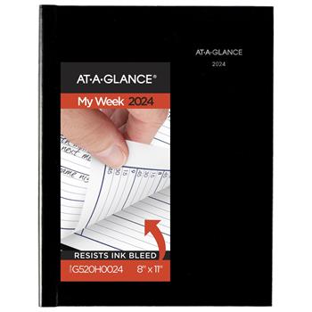 AT-A-GLANCE DayMinder Hardcover Weekly Appointment Book, 8 in x 11 in, Black, 2024