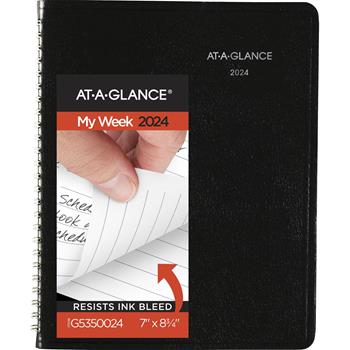 AT-A-GLANCE DayMinder Open-Schedule Weekly Appointment Book, 6 7/8 in x 8 3/4 in, Black, 2024