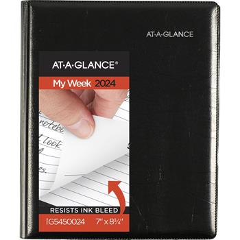 AT-A-GLANCE DayMinder Executive Weekly/Monthly Planner, 6 7/8 in x 8 3/4 in, Black, 2024