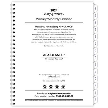 AT-A-GLANCE DayMinder Executive Weekly/Monthly Refill, 6 7/8 in x 8 3/4 in, 2024